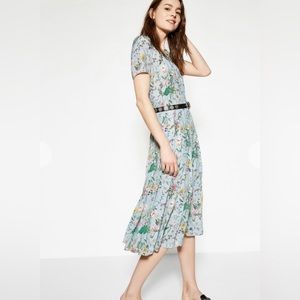 The Kooples Silk Blue Floral Midi Dress